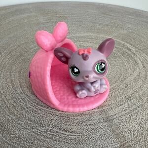 Littlest Pet Shop #464 Mouse Rat Green Clover Eye 2007 and Pink Rabbit Slipper